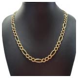 14kt Gold Large Italian Figaro Link 24" Necklace