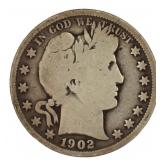 1902 Barber Silver Half Dollar