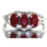 Natural 2.33 ct Ruby & Diamond 3 Stone Ring