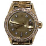 18kt Gold Rolex Lady President Datejust w/Diamond