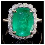 14kt Gold 7.40 ct Emerald & Diamond Ring