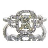 14kt Gold 1.36 ct Cushion Cut Diamond Ring