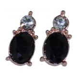 Rose Tone Natural Oval Sapphire & Crystal Earrings