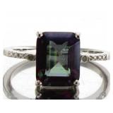 Emerald Cut 4.77 ct Mystic Topaz & Diamond Ring