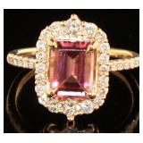 14kt Gold 2.10 ct Pink Tourmaline & Diamond Ring