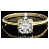 14kt Gold Vintage Diamond Solitaire Ring