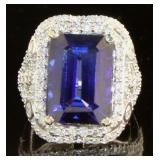 14k Gold 11.63 ct Sapphire & Diamond Ring