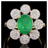 14K Yellow Gold 2.26 ct Emerald and Diamond Ring