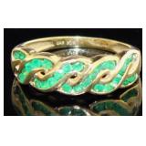 10kt Gold Natural Emerald Infinity Ring