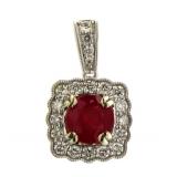 14kt Gold 1.58 ct Ruby & Diamond Pendant