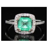 14kt Gold 1.57 ct Natural Emerald & Diamond Ring