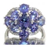 Elegant 3.28 ct Natural Tanzanite Cocktail Ring