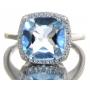 Cushion Cut 4.16 ct Blue Topaz & Diamond Ring