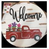 Welcome Sign Red Truck w