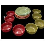 (8) Multicolor Plates & (8) Bowls & 4 Cups