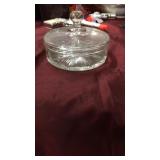 (2) PCS Estate Glass Candy Dish And Lid