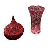 Cut to Clear Ruby Vase & Candy Kiss