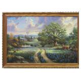 Country Living Giclee Canvas By Thomas Kinkade