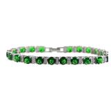 Brilliant 21.00 ct Round Emerald Tennis Bracelet