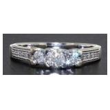 14kt Gold 1/3 ct Past Present Future Diamond Ring