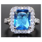 Radiant Cut 5.30 ct Blue Topaz Dinner Ring