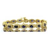 14kt Gold 13.25 ct Sapphire & Diamond Bracelet