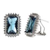 Step Cut 8.50 ct London Blue Topaz Earrings
