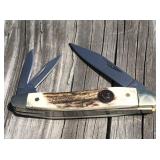 Hen & Rooster stag handle whittler pocket knife