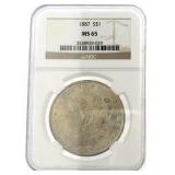 1887 MS65 Morgan Silver Dollar *KEY Gem Grade