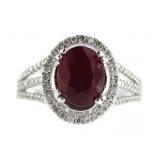 14kt Gold Oval 3.00 ct Ruby & Diamond Ring