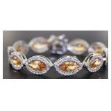 Stunning 20.00 ct Golden Citrine Tennis Bracelet