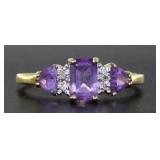 10kt Gold Natural Amethyst & Diamond Ring