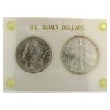 Unciruclated US Silver Dollar 2 Coin Set
