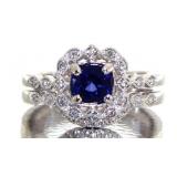 14kt Gold Round 1.25 ct Sapphire & Diamond Bridal
