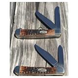 Case XX 1989 brown bone pocket knife set 6254 and