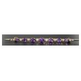 14kt Gold Natural Amethyst & Pearl Brooch