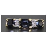 10kt Gold Natural Sapphire & Diamond Ring
