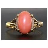 18kt Gold Vintage Pink Carnelian Dinner Ring