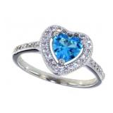 Blue Topaz Heart Solitaire Ring