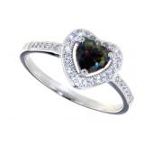 Beautiful Mystic Topaz Heart Solitaire Ring