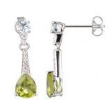 Genuine Peridot & Blue Topaz Dangle Earrings