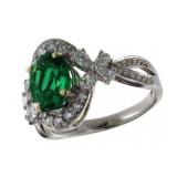 18kt Gold 2.70 ct Oval Emerald & Diamond Ring
