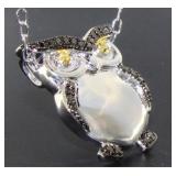 Yellow Diamond Accent Owl Pendant