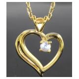 Genuine White Topaz Heart Pendant