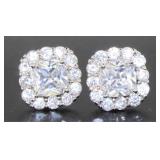 Cushion Cut 4.00 ct White Topaz Designer Earrings