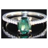 14kt Gold 2.01 ct Green Cushion Cut Diamond Ring