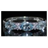 10kt Gold Natural Aquamarine & Diamond Ring