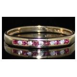 10kt Gold Channel Set Ruby & Diamond Band