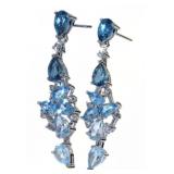 Natural 4.28 ct London & Swiss Blue Topaz Earrings