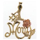 10kt Gold Two-Tone #1 Mom Pendant